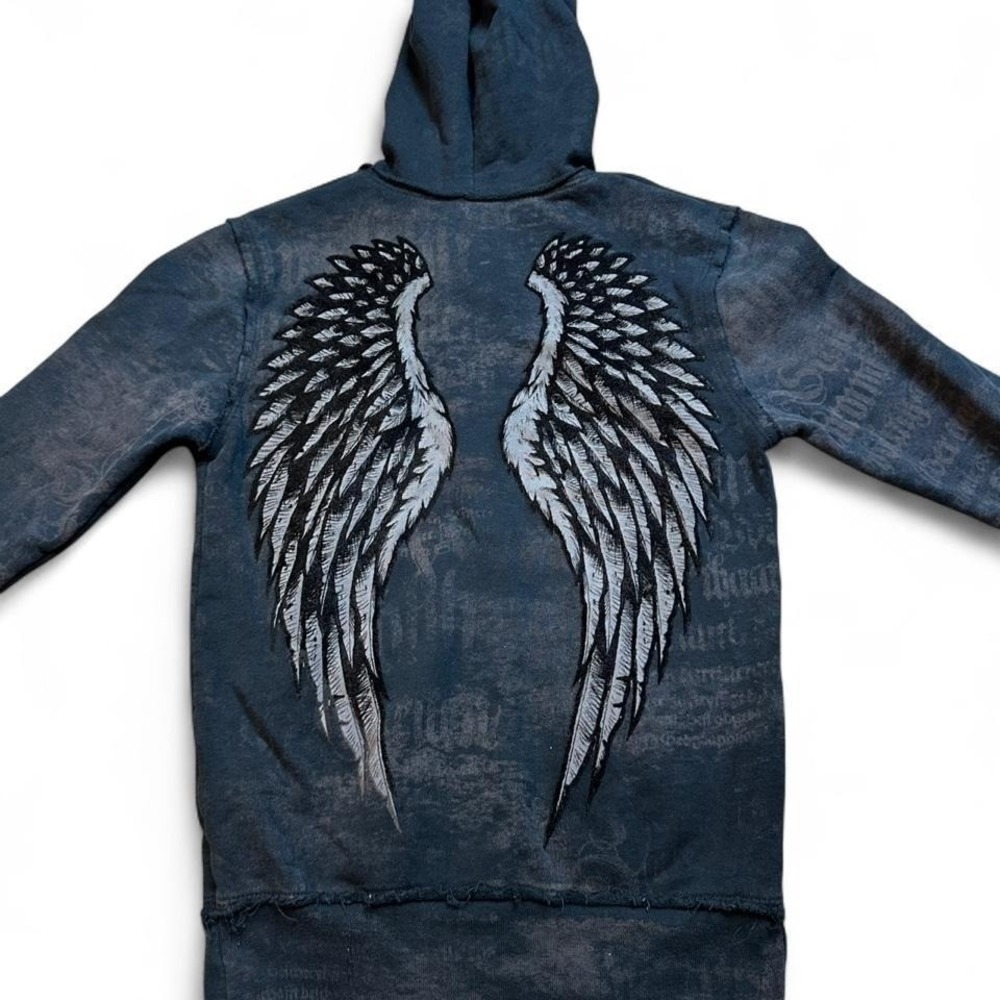 Sinful by affliction punk grunge full zip black hoodie sweatshirt women's small